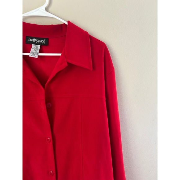 90s Sag Harbor Women's Red‎  Shacket Long Sleeve Top Size 20W Fall Cozy - Picture 2 of 6